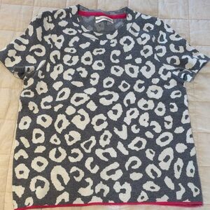 Gray and White Leopard Print Sweater